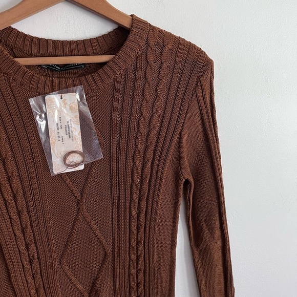 Peruvian Connection Pima Cotton Cable Knit Brown Amber Sienna Pullover Sweater - Picture 8 of 8